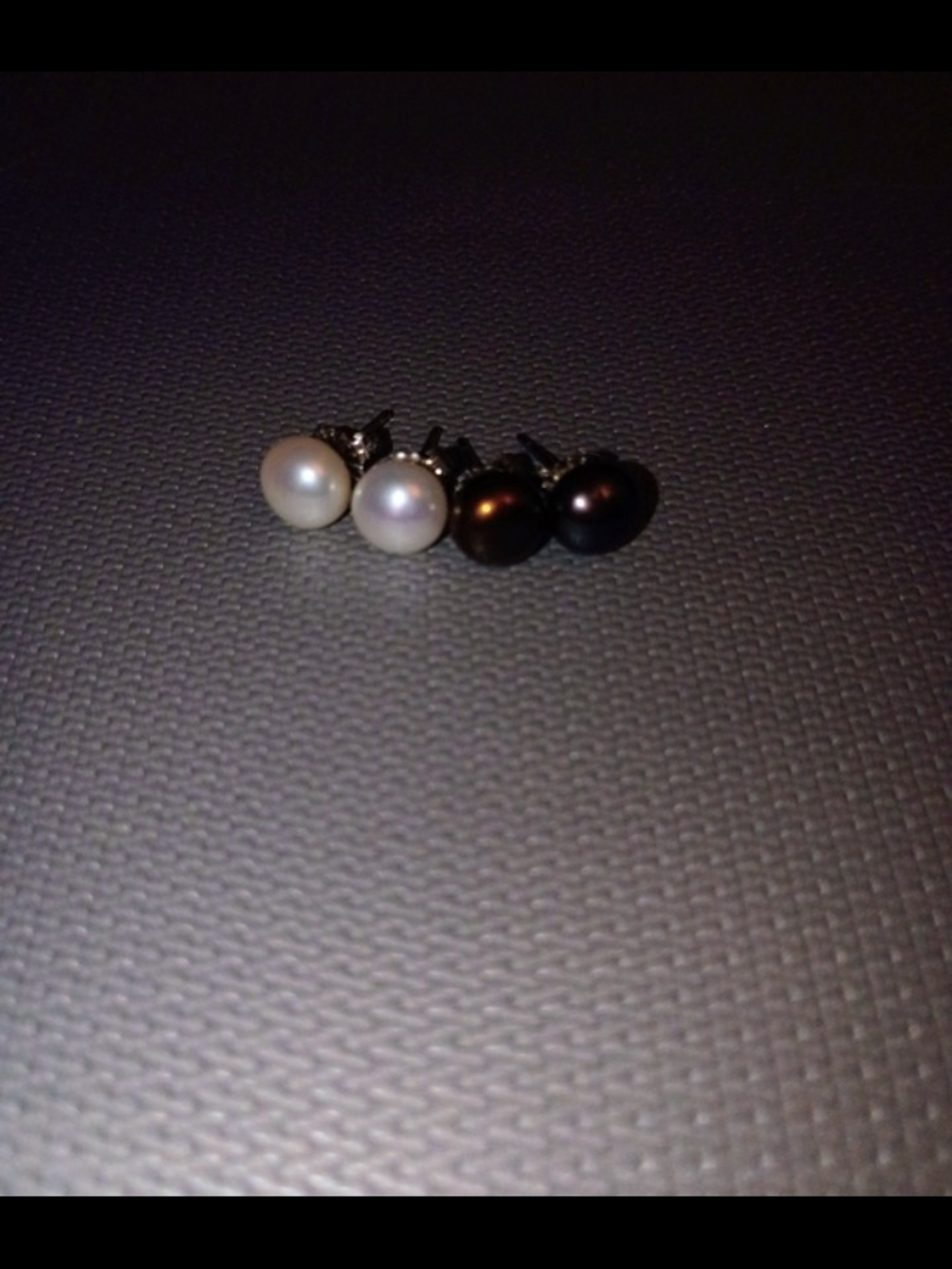 Pearl and Black Pearl Stud Earring Sets